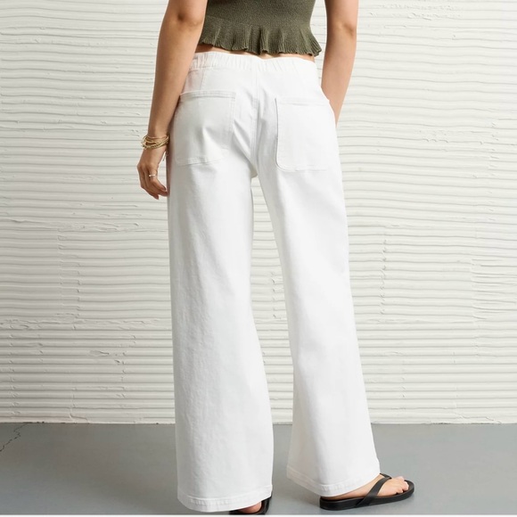 American Eagle Dreamy Drape Low Rise Ultra Wide Leg White Size Large Long NWT - Picture 3 of 10